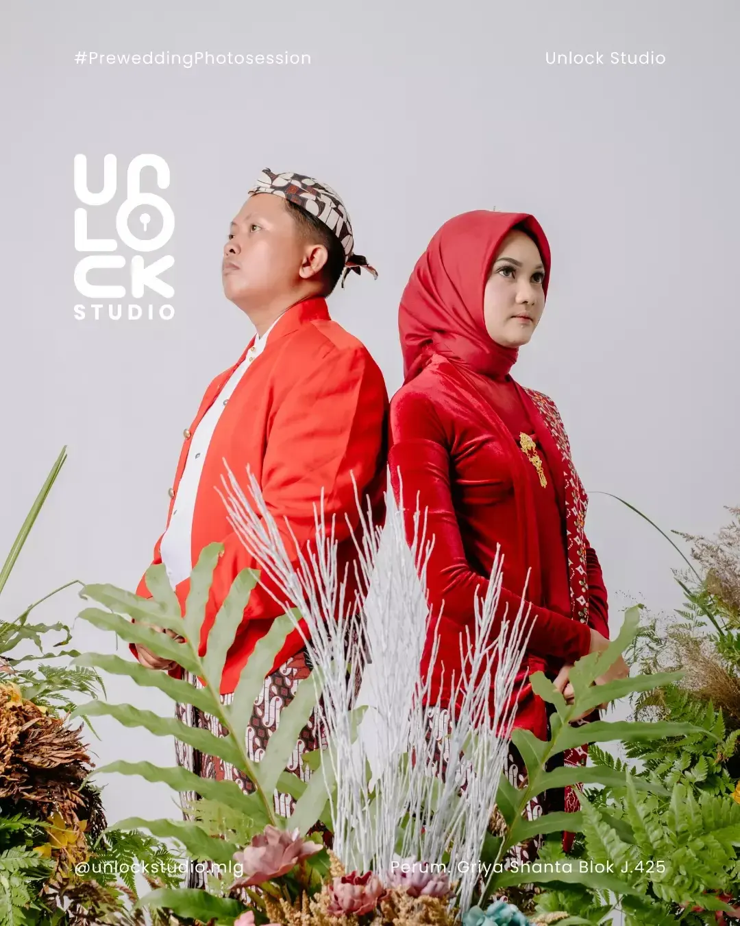 Pasangan bergaya kontras merah